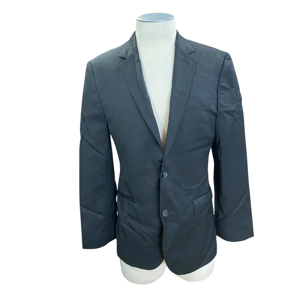 Express Mens Two Button Blazer Suit Jacket 38R Black Wool Blend